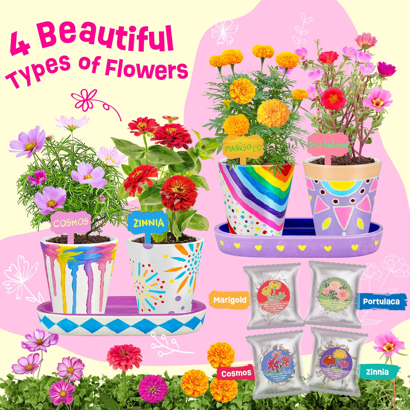 paint plant pot kit 4 Set Paint & Plant Ceramic Flower Gardening Kit – onetofour1234