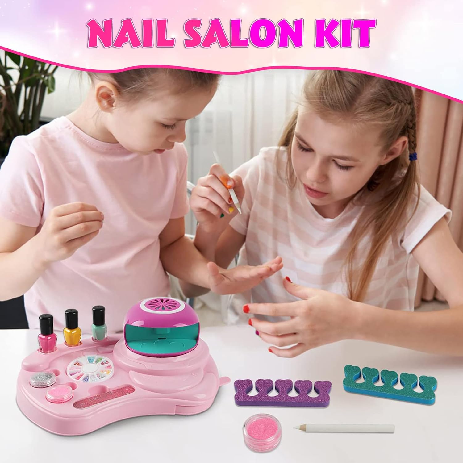 ONE TO FOUR Nail Polish Kit Girls Ages 6 - 12, Kids Nail Art Salon