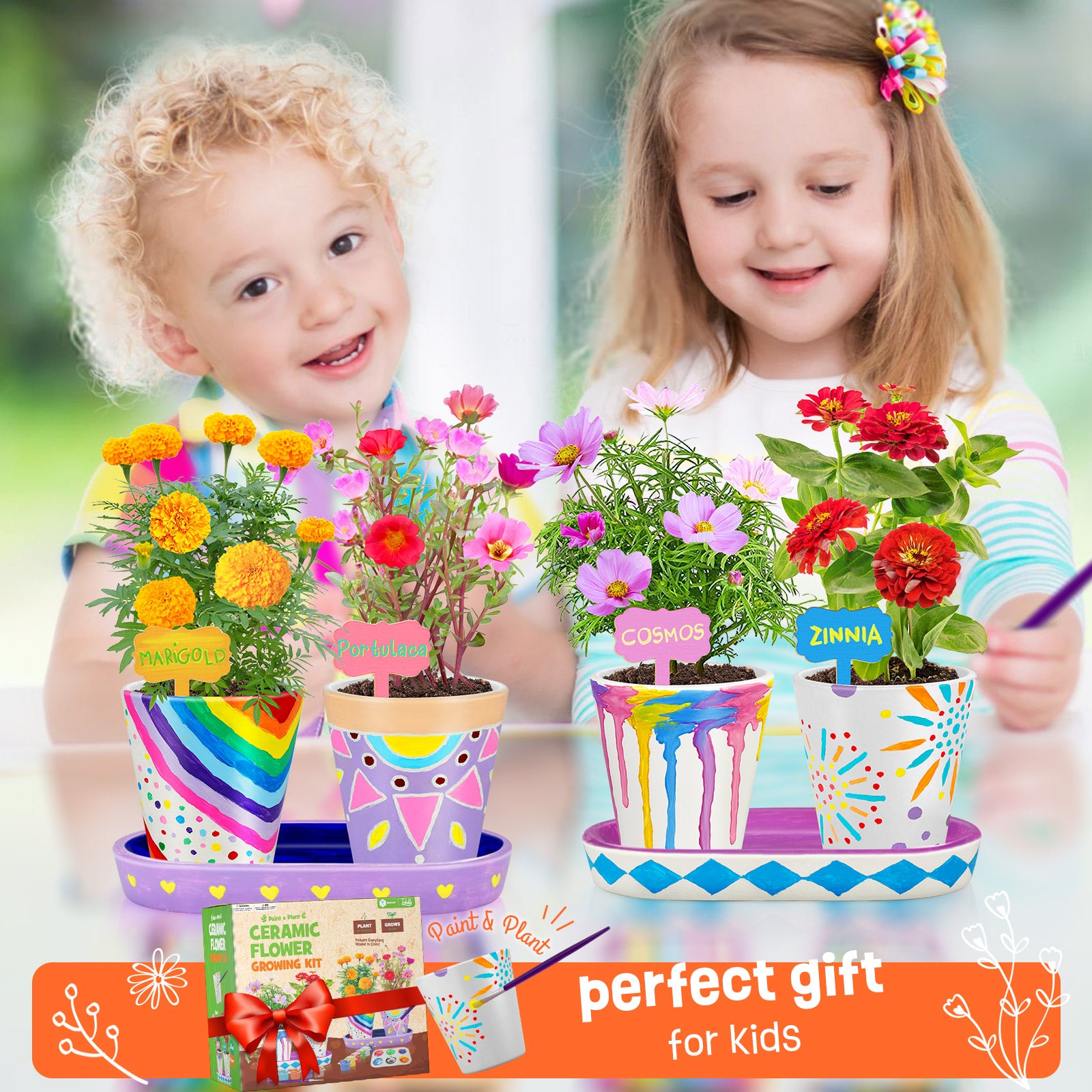 plant pot decorating kit 4 Set Paint & Plant Ceramic Flower Gardening Kit – onetofour1234